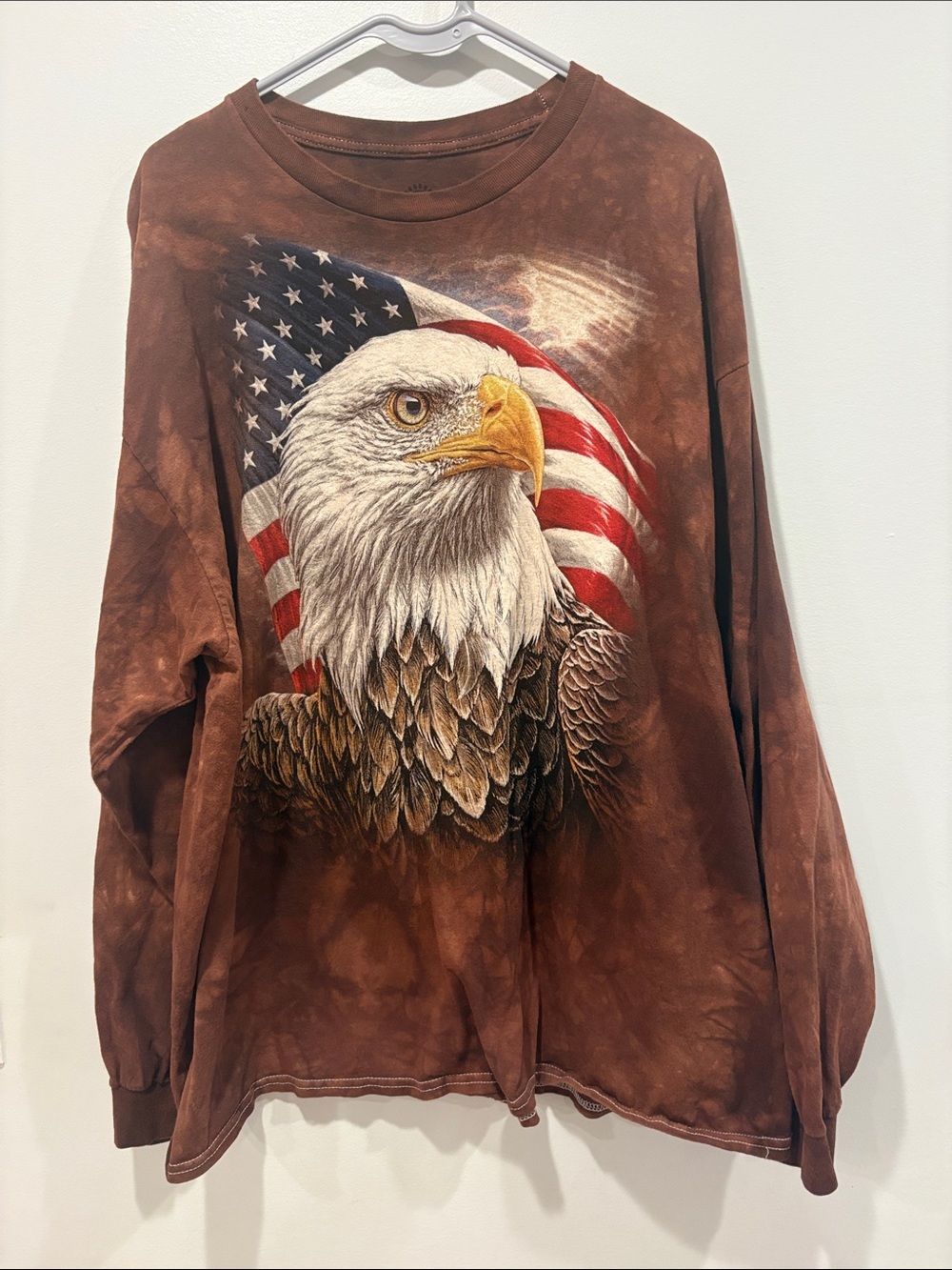 Brown Eagle Graphic Crewneck Sweater - Patriotic Long Sleeve ptp 26 length 31